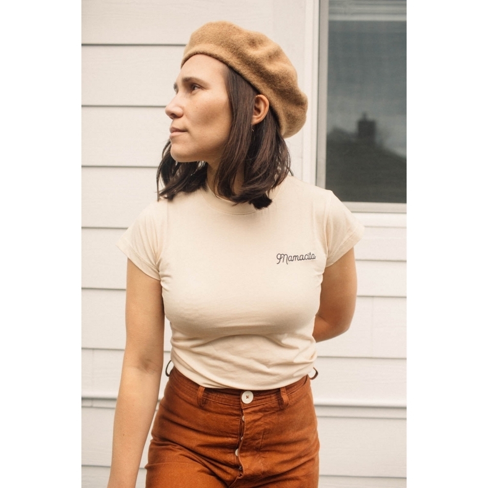 The Bee & The Fox // Cream Super Soft Embroidered Mamacita Short Sleeved T Shirt — image 7 of 8